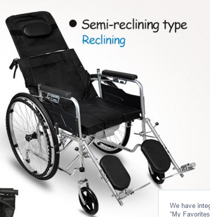 SILLA DE RUEDA MANUAL SEMIRECLINABLE DE ACERO 